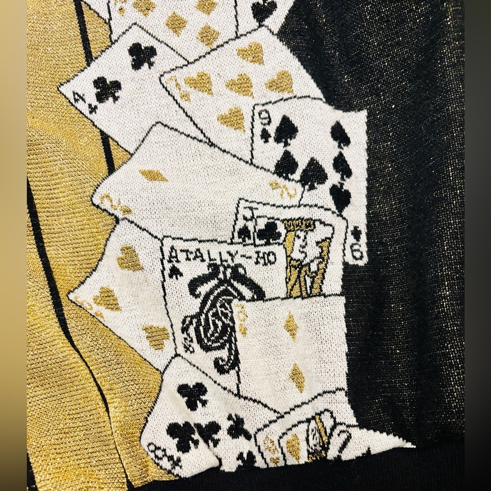 Vintage Novelty Playing Cards Sweater - Med - Picture 11 of 13